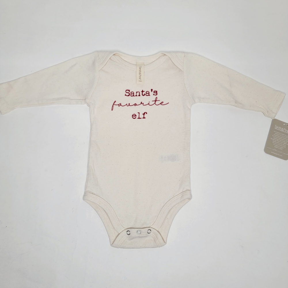 NWT Tenth & Pine Santa's Favorite Elf 3-6mo Bodysuit Organic Cotton - Picture 7 of 7